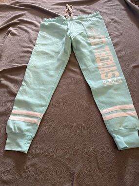 Mint Green Kids Sweatpants with White Accent